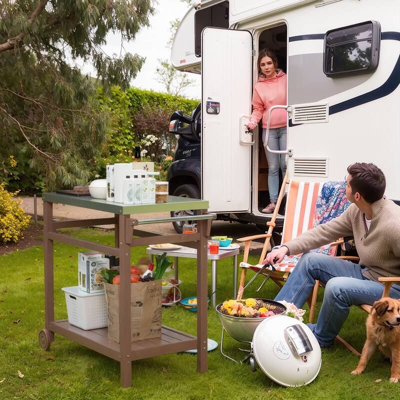 Multi-functional Outdoor Cart: Ideal for Pizza Ovens, Grilling, and Dining -RV carts