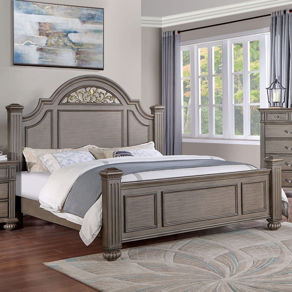 Furniture of America Vame Traditional Solid Wood Four Poster Bed