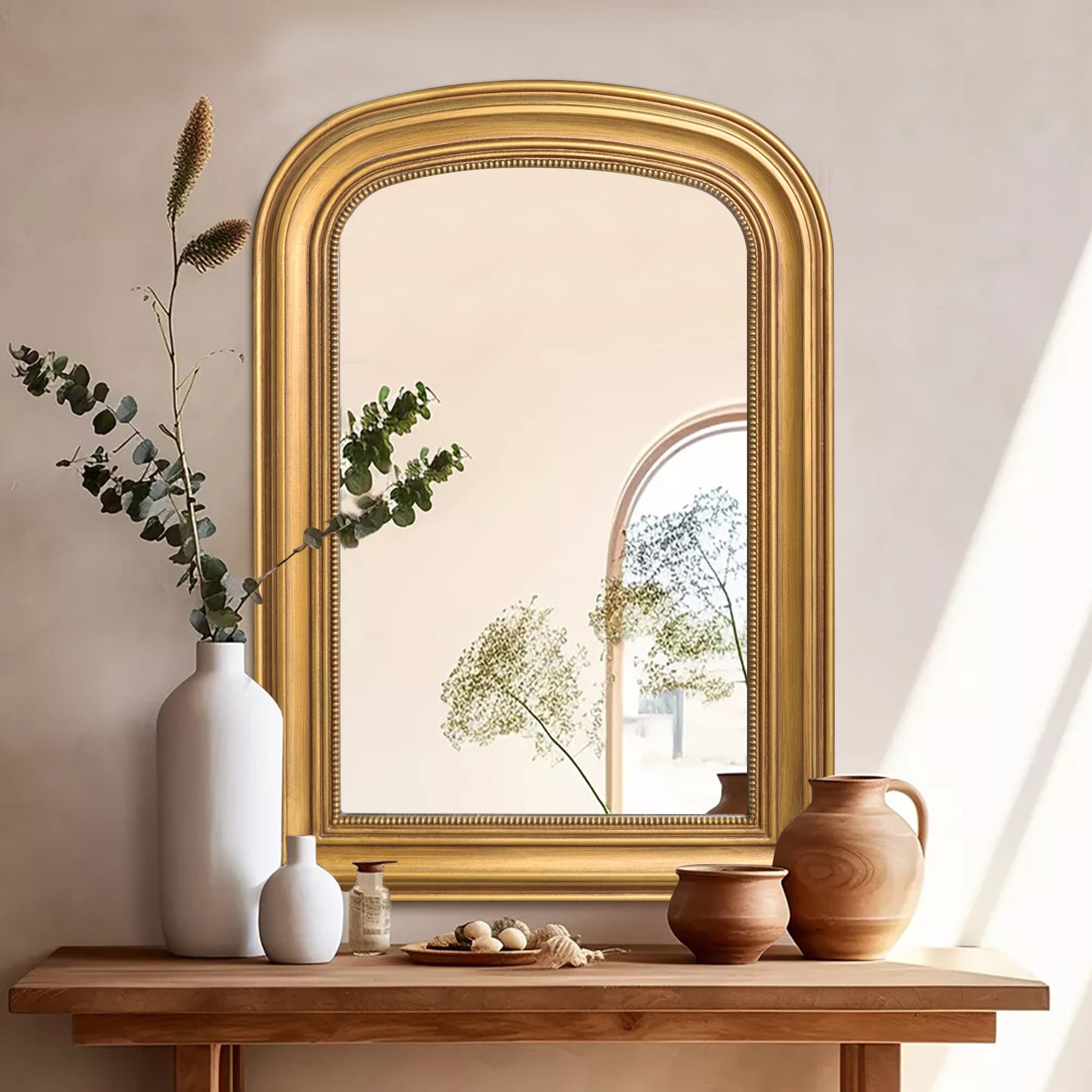 Traditional Gold Wood Wall Mirror - Antique Gold - 33.5"HX23.6W"