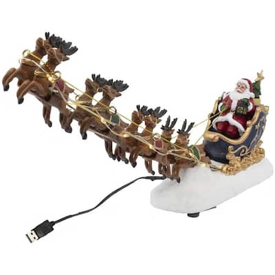 Kurt Adler 7-Inch Battery-Operated LED Santa with Sleigh Table Piece