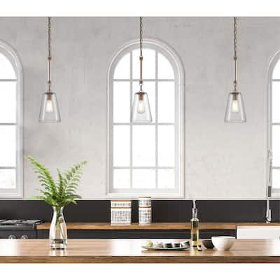 Westinghouse Lighting Biloxi One Light Indoor Mini Pendant, Barnwood Finish, Clear Seeded Glass - 1-Light