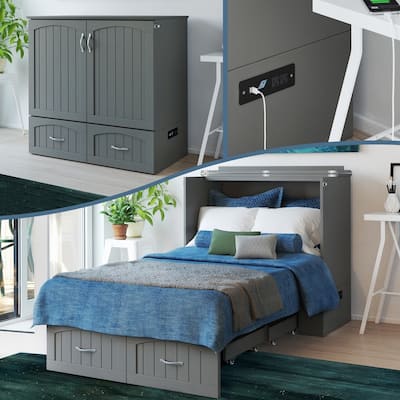 Southampton Murphy Bed Chest with Mattress & Built-In Charger