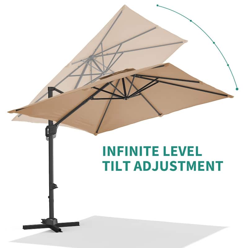 10x10Ft Offset Patio Umbrella, with Adjustable Tilt, 360° Rotating