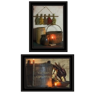 HomeRoots Set Of Two Let Your Light Shine Black Framed Print Wall Art ...