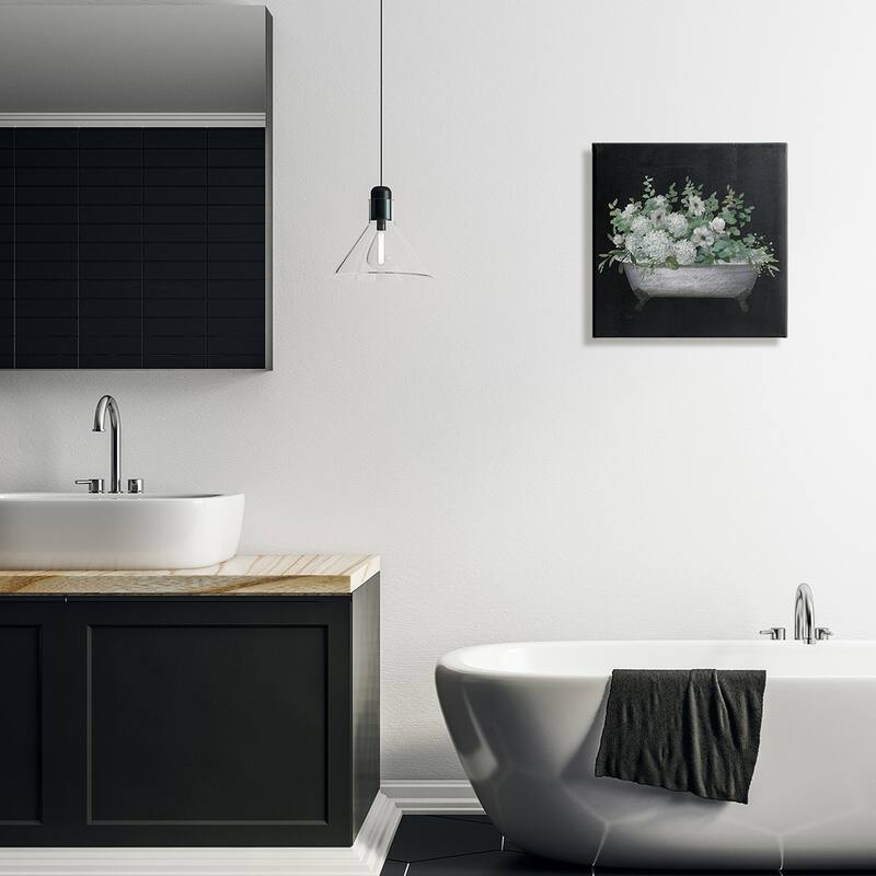 Stupell Vintage Clawed Bathtub Botanical White Flower Bouquet Canvas Wall Art