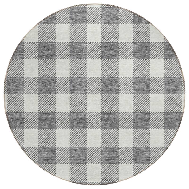 HomeRoots Plaid Transitional Rectangle Outdoor Rug
