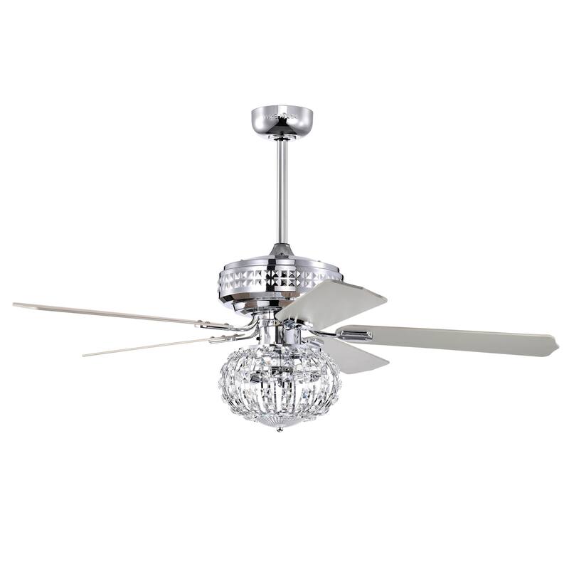 Ailani 52 Inch Chrome Polished Finish Crystal-Diamond Glam Style Ceiling Fan with Remote