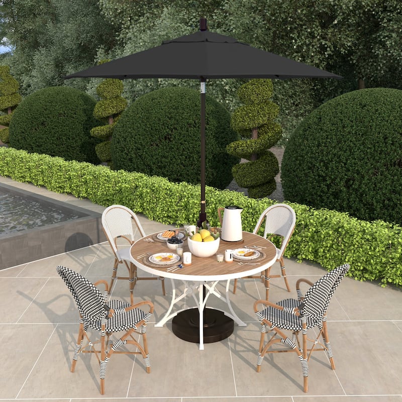 California Umbrella 7.5' Sun Master Patio Umbrella Bronze Aluminum Pole Fiberglass Ribs Crank Lift Tilting Olefin Royal Blue - Black