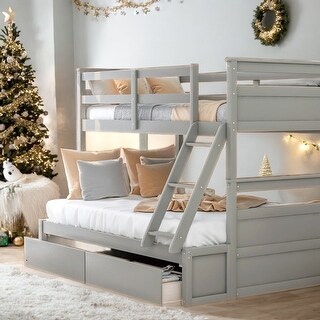 Twin over Full Bunk Bed with Ladders and Two Storage Drawers - Bed Bath ...