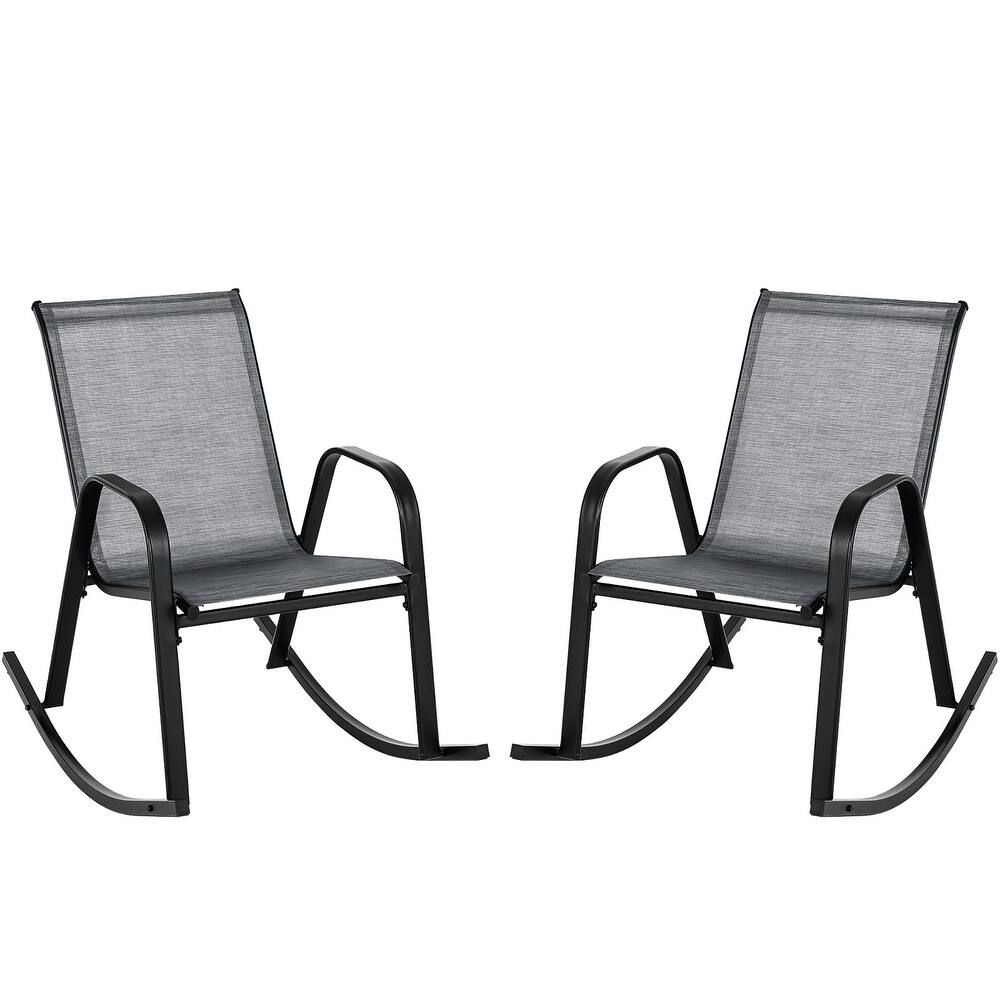 Gymax 2pcs Patio Rocking Chair Heavy-Duty Metal Rocker Outdoor