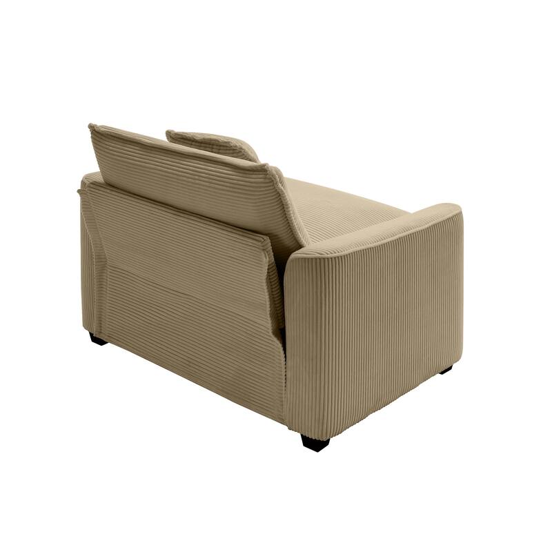 2 Pieces Deep Seated Sofa Set with Removable Armrests, 1+1Seat Flexible Combinations with Throw Pillows for Livingroom
