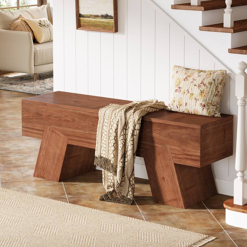 Solid Wood Shoe Bench with Sturdy Legs