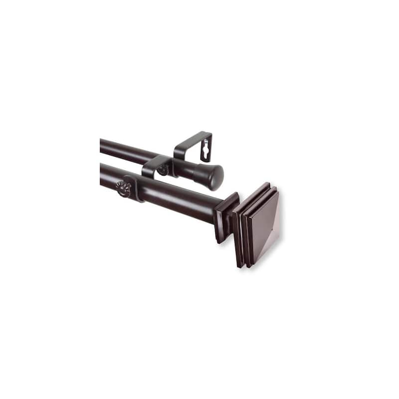 Adjustable Double Curtain Rod 1" Mahogany Finish - 160" to 240" - Home Decor Window Treatment - M