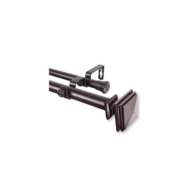 Adjustable Double Curtain Rod 1" Mahogany Finish - 160" to 240" - Home Decor Window Treatment - M