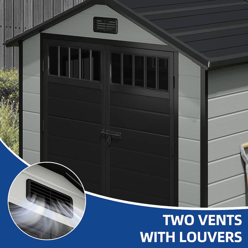 6x4.4 FT Resin Storage Shed with Fence-Style and Side Windows - 6' X 4.4'