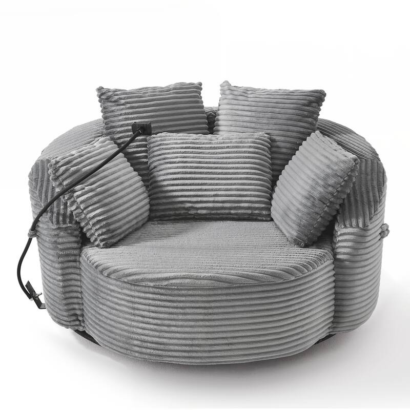 360° Swivel Chair Accent Barrel Chair Corduroy Round Sofa Chair