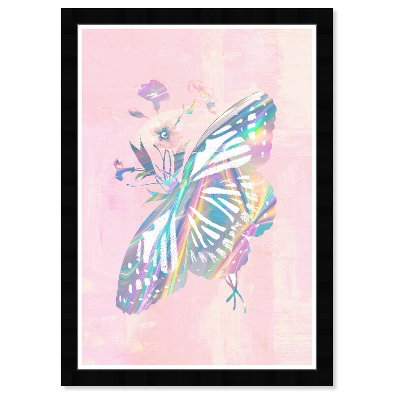 Wynwood Studio Prints Animals Shimmering Butterfly Pink and Pastel Pink Glam Wall Art Canvas Print