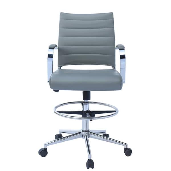 Set Of 2 Modern Designer Ergonomic Office Drafting Chair With Arms Ribbed Computer Gray Overstock 27147550