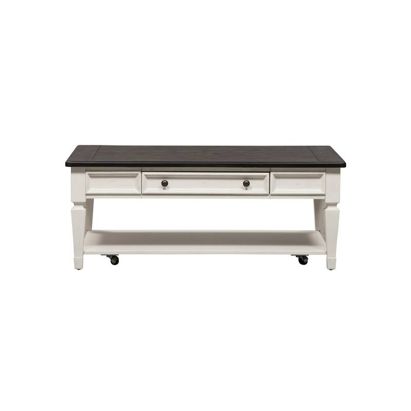Allyson Park Wirebrushed White & Charcoal Rectangular Cocktail Table