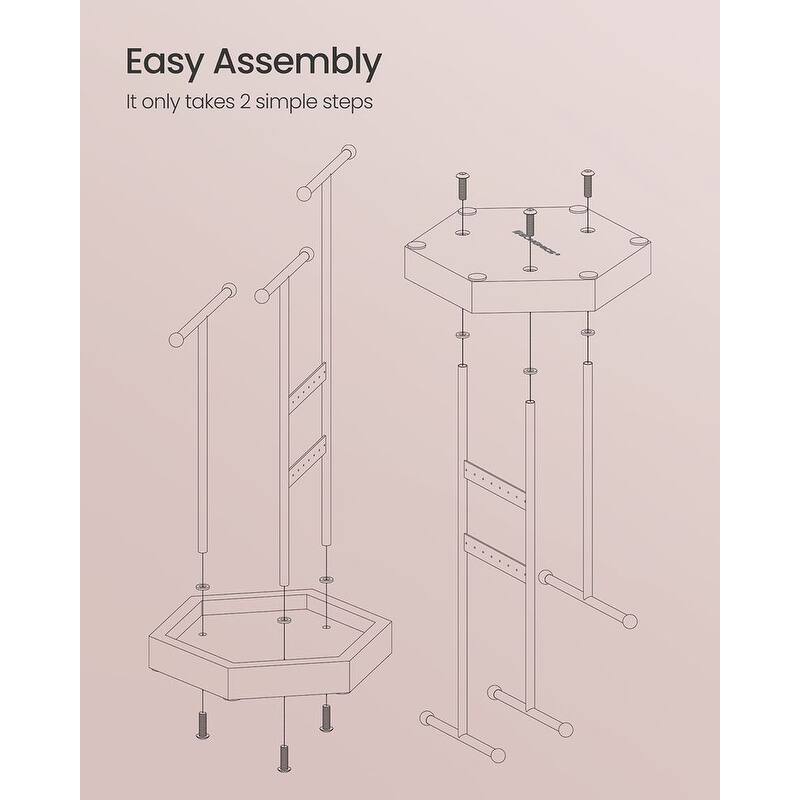 Metal Frame Jewelry Display Stand Holder with Hexagonal Base - 7"D x 8"W x 14.1"H