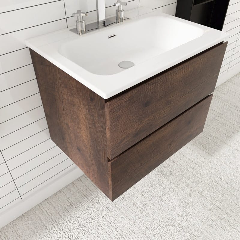 24 inches Wall-mounted Bathroom Vanity Set with White Ceramic Integrated Sink - 24" x 18"