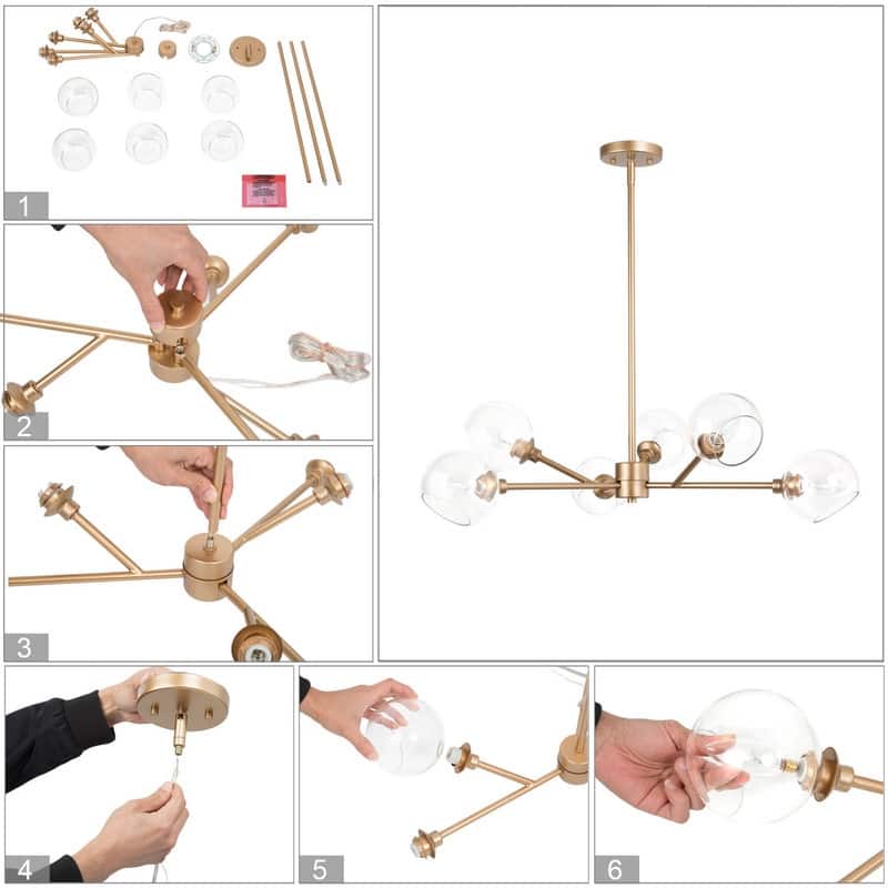 Modern Gold Sputnik Chandelier Transitional Glass Linear Foyer Pendant Lights for Dining Room