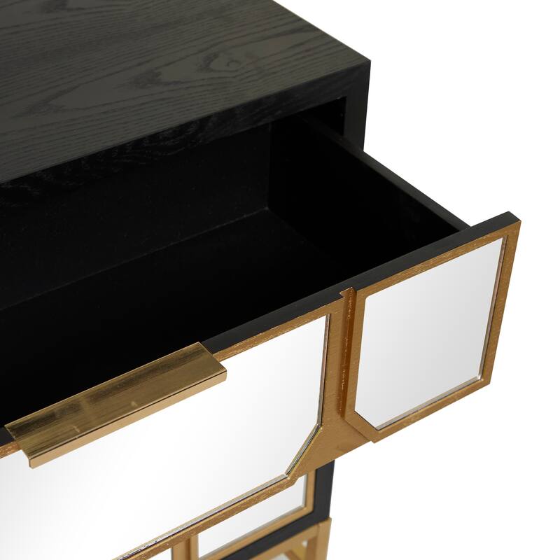 Gold Wooden 3 Door Room Cabinet or 3 Drawer Chest with Mirrored Front