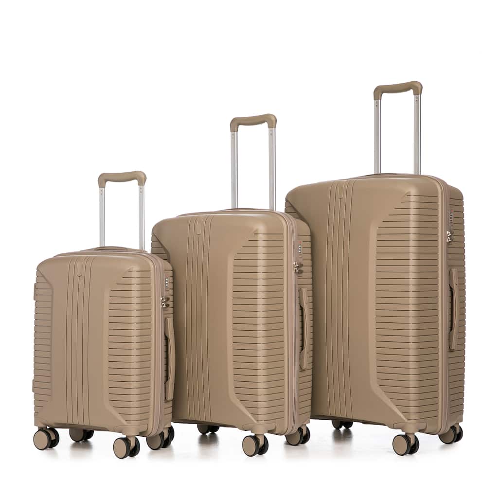 20"/24"/28" 3 pcs/set in PP Spinner Wheel Luggage, Carry on Suitcase, Matching Color, Combination Lock