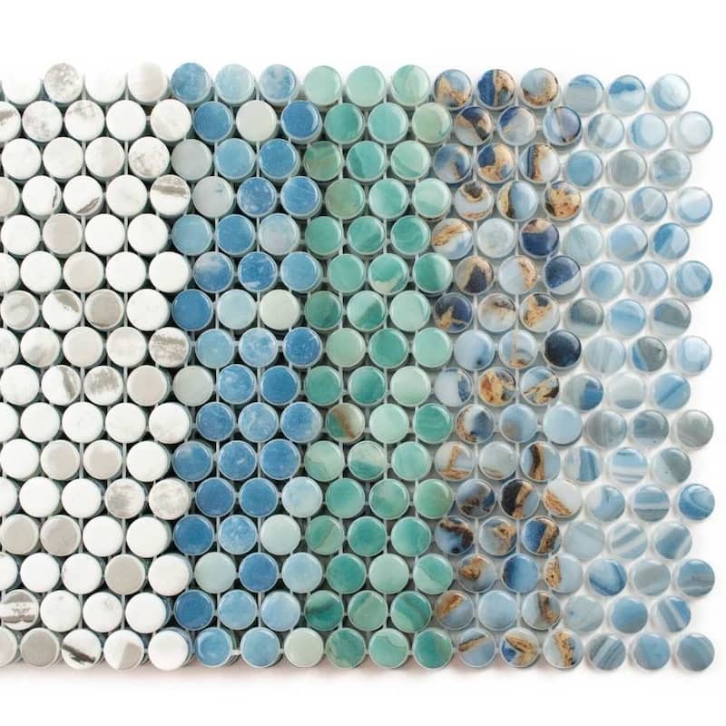 The Tile Life Eterna Penny 12x12 Round Glass Mosaic Floor, Wall & Backsplash Tile