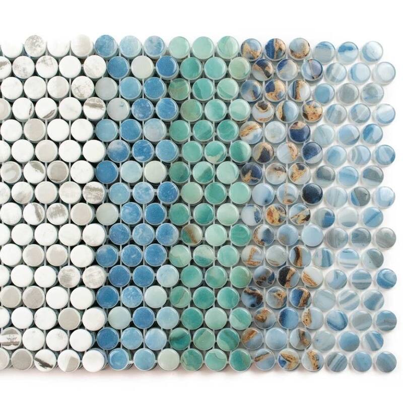 The Tile Life Eterna Penny 12x12 Alaia Round Glass Mosaic Floor, Wall & Backsplash Tile