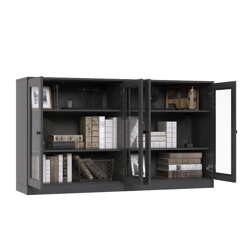 100% Solid Wood Sideboard with Glass or Solid Wood Doors by Palace Imports - 64" x 35.75"