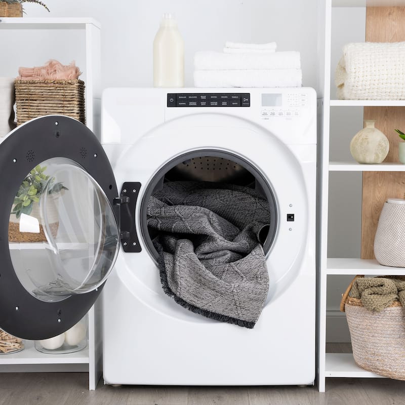 Alameda Solid Color Medallion Machine Washable Indoor Area Rug