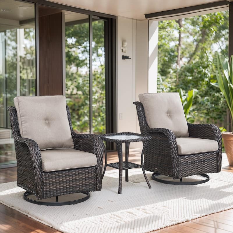 Gymojoy Wicker Swivel Glider Chair Outdoor Rocking Seating with Olefin Cushions