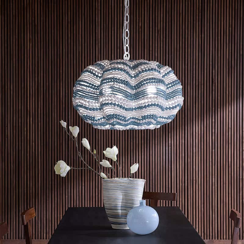 Jamie Young Clamshell Wood Beaded 4-Light Chandelier
