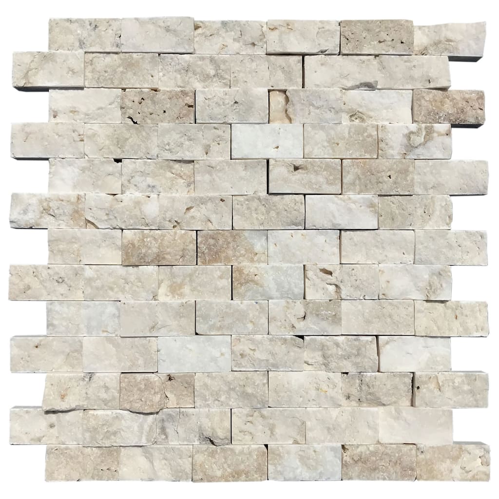 Parkside Travertine 1" x 2" Split Face Mosaic