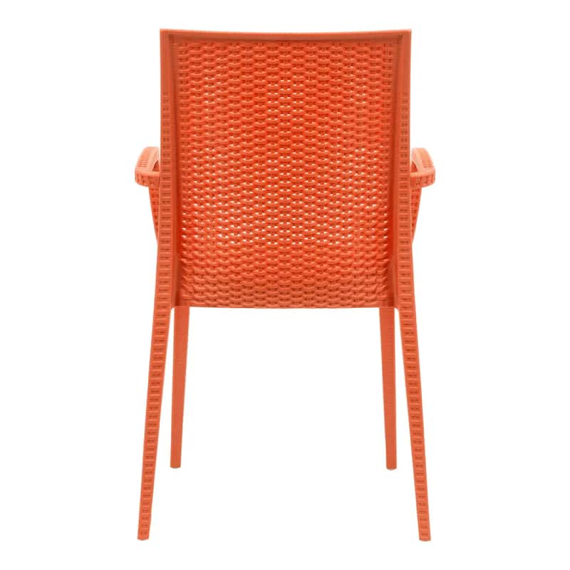 Mace Polypropylene Stackable Armrest Patio Dining Chair with Woven Design for Outdoor Dining Patio Indoor Gatherings