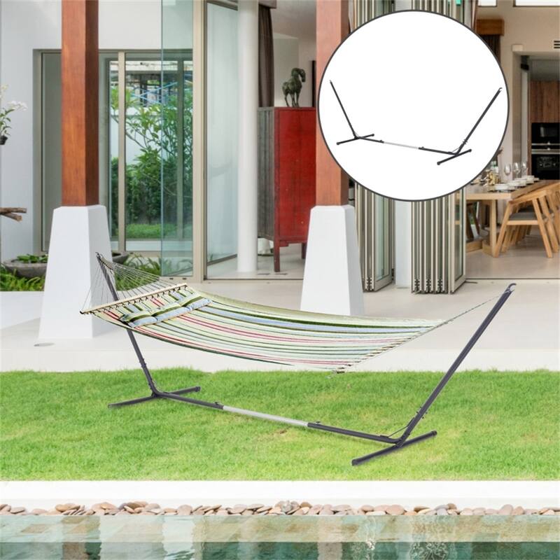Adjustable Black Metal Hammock Stand Heavy Duty Frame for Indoor and Outdoor Use Fits Hammocks Up to 10.8 Feet
