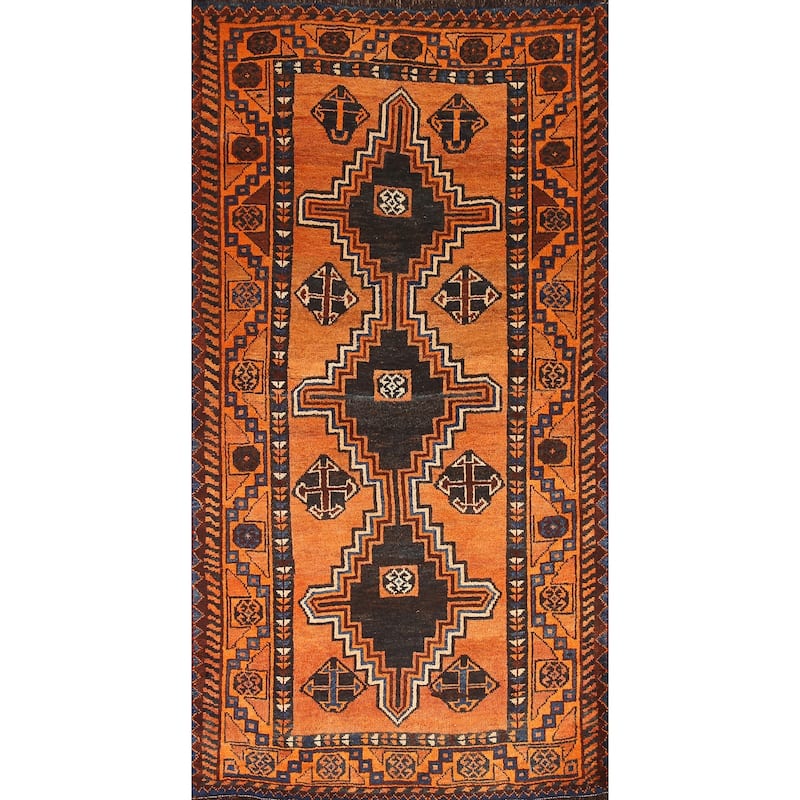 Hand Knotted Oriental 100% Wool Carpet Traditional Tribal Oranges & Rust Lori Area Rug - 7' 4'' X 4' 0''