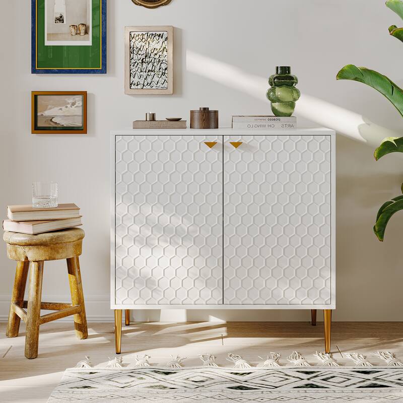 2 Door Blue Locker Accent Cabinet - White