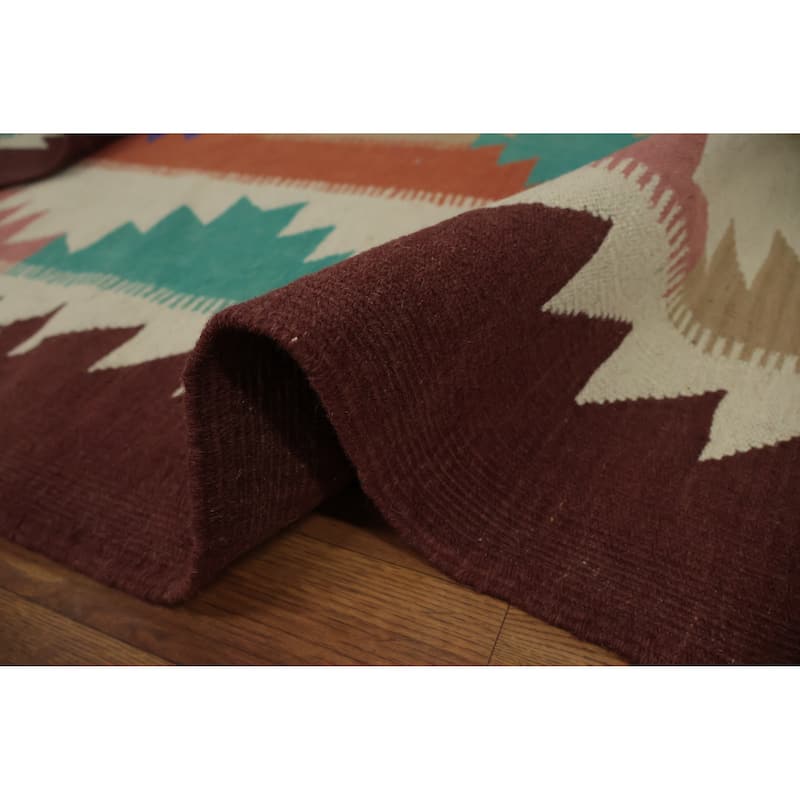 Hand Woven Oriental 100% Wool Carpet Southwestern Tribal Multi-Colored Kilim Area Rug - 10' 0'' X 8' 8''
