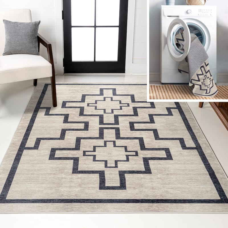 JONATHAN Y Raita Medallion Textured Weave Machine Washable Area Rug - 3 X 5