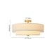 preview thumbnail 9 of 57, French Country Brass Round White Linen Drum Ceiling Light