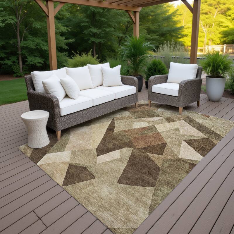 Machine Washable Indoor/ Outdoor Modern Queby Chantille Rug