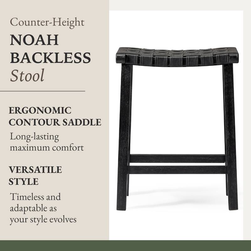 Maven Lane Noah Kitchen Dining Stool with Vegan Leather