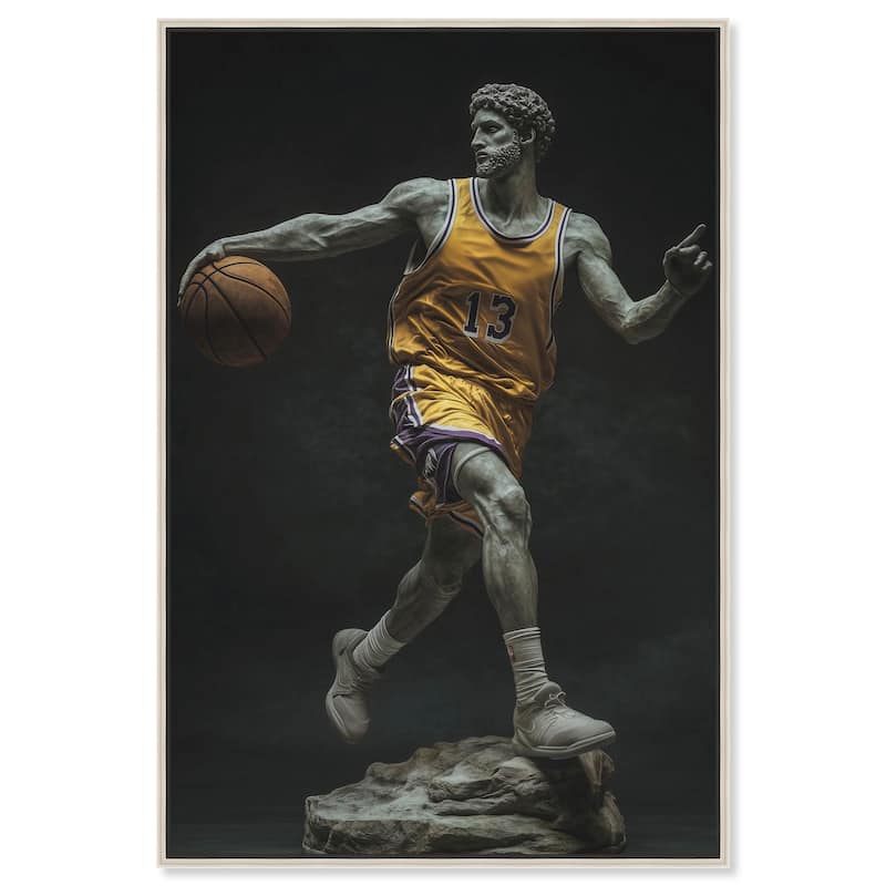Basketball Sculpture II Canvas by Art Remedy - Silver - 36" x 54"