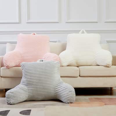 Softlux Reading & Bed Pillows - 24x19x19 inch, Jacquard Rib Velvet Plush Bed Rest Pillow w/ Infill, Loop | Home Furnishings