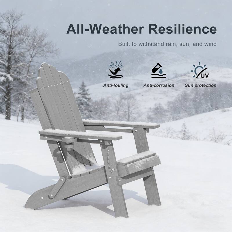 HDPE All-Weather Folding Adirondack Chair with Cup Holder