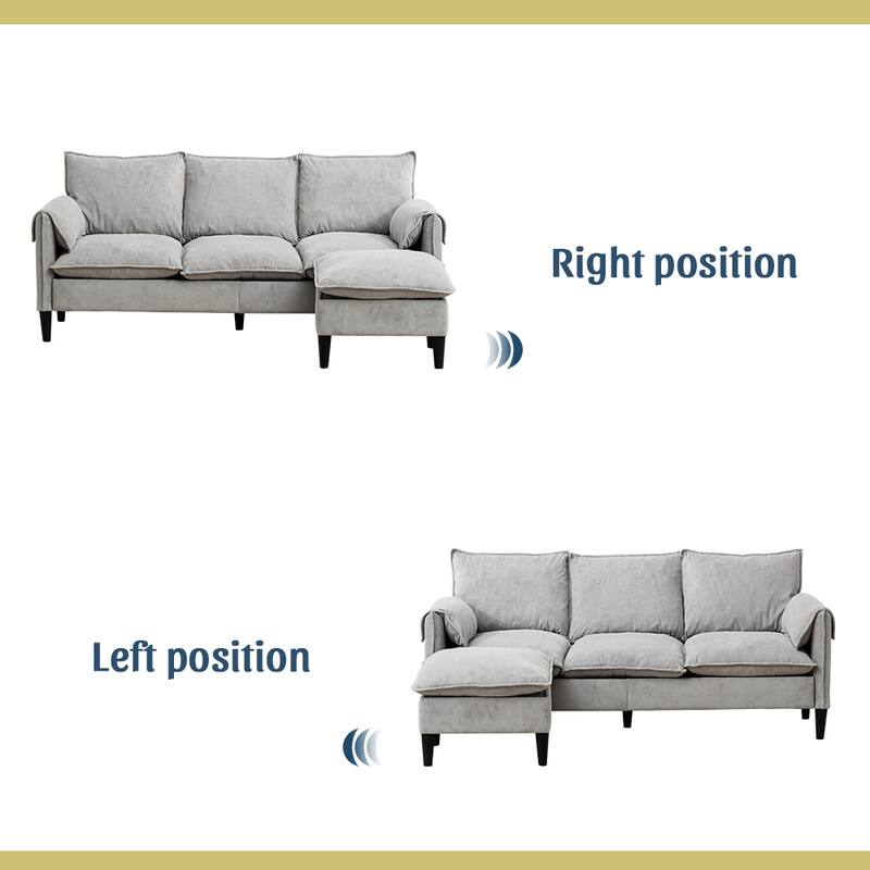 Convertible L-Shape Sofa Bed, Storage, Footstool, 3-Seater Multi-Space