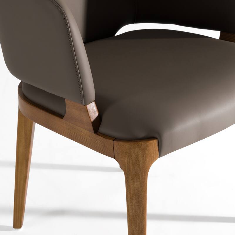 Modrest Baskin Brown and Walnut Arm Dining Chair