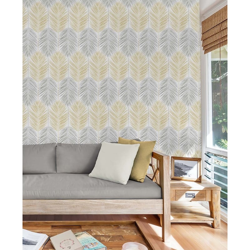 NextWall Two Toned Palm Peel and Stick Wallpaper